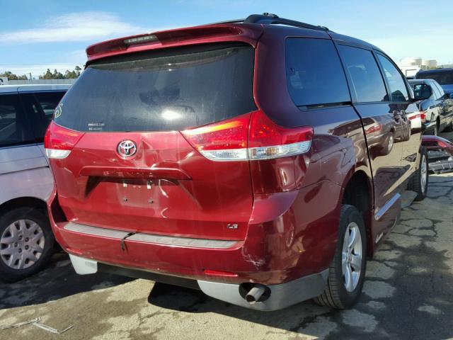 5TDKK3DC8DS290452 - 2013 TOYOTA SIENNA LE RED photo 4