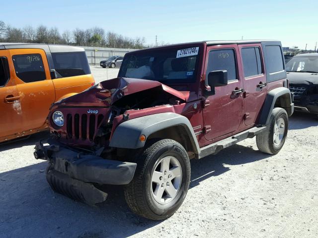 1J4HA3H19BL561923 - 2011 JEEP WRANGLER U MAROON photo 2