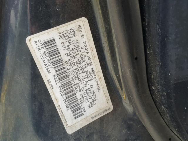 4T1SK12E4NU159441 - 1992 TOYOTA CAMRY LE BLUE photo 10