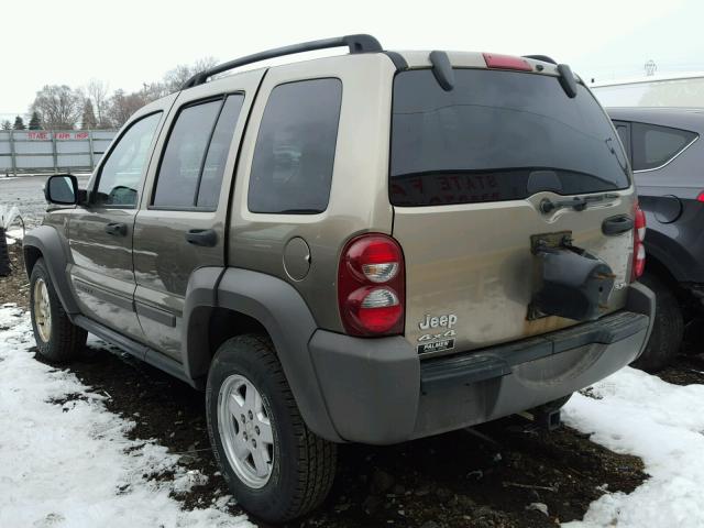 1J4GL48K27W646127 - 2007 JEEP LIBERTY SP BEIGE photo 3