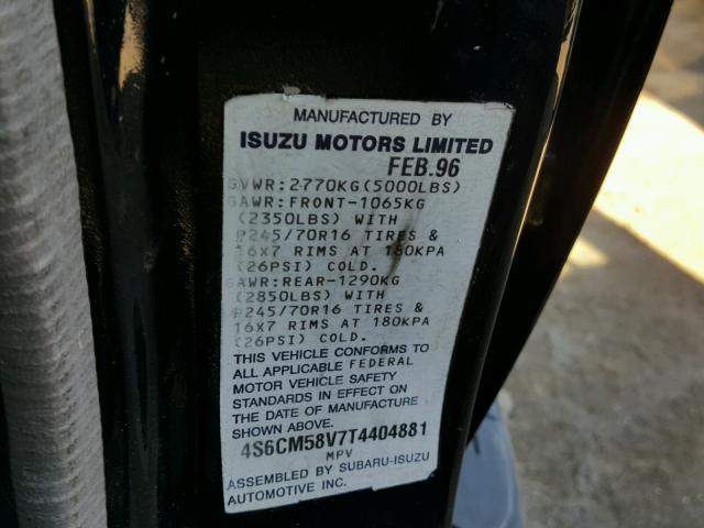 4S6CM58V7T4404881 - 1996 HONDA PASSPORT E 黑色 照片 10