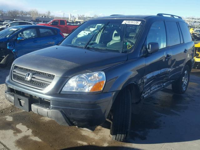 2HKYF18564H555471 - 2004 HONDA PILOT EXL BLUE photo 2