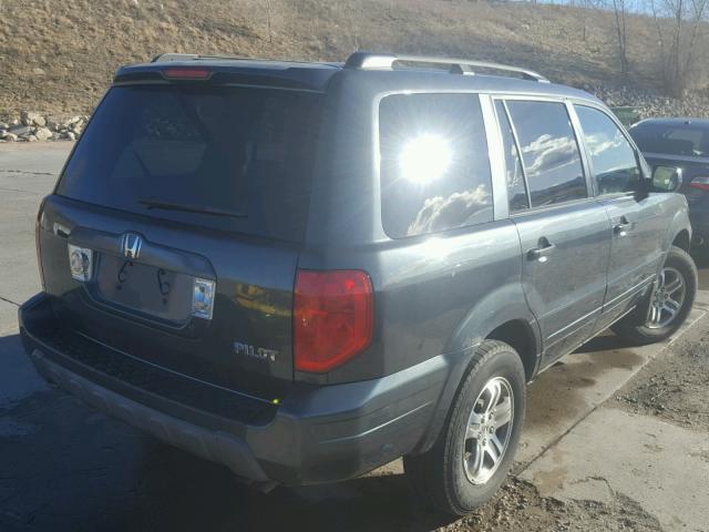 2HKYF18564H555471 - 2004 HONDA PILOT EXL BLUE photo 4