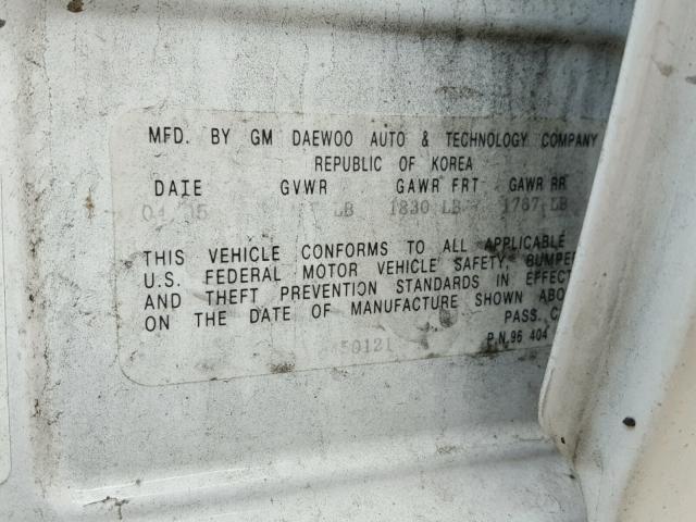 KL1TD62615B450121 - 2005 CHEVROLET AVEO BASE Beyaz fotoğraf 10