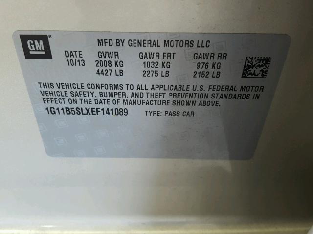 1G11B5SLXEF141089 - 2014 CHEVROLET MALIBU LS SILVER photo 10