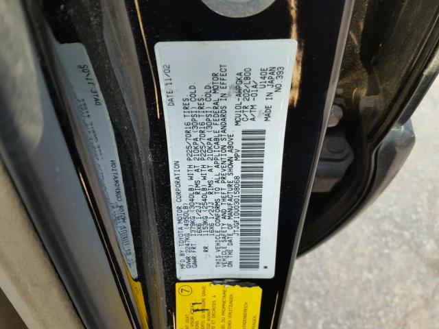 JTJGF10U030158068 - 2003 LEXUS RX 300 BLACK photo 10