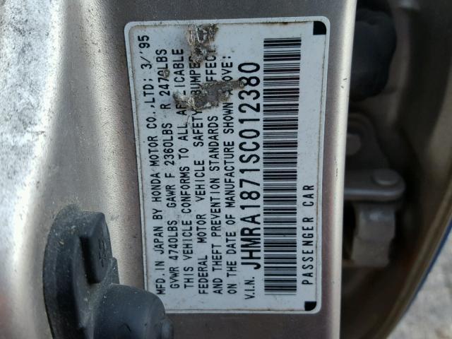 JHMRA1871SC012380 - 1995 HONDA ODYSSEY EX BLUE photo 10