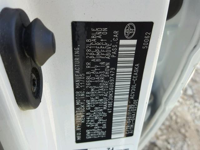 4T1BE30K56U697479 - 2006 TOYOTA CAMRY LE WHITE photo 10