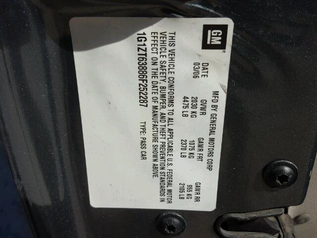 1G1ZT63886F252287 - 2006 CHEVROLET MALIBU MAX 灰色 照片 10