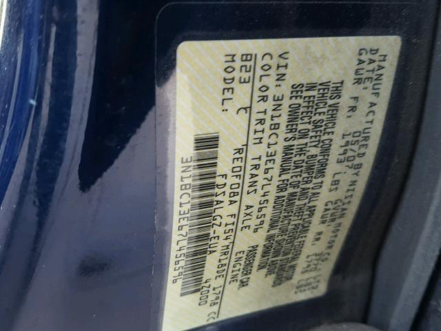 3N1BC13E67L456596 - 2007 NISSAN VERSA S BLUE photo 10