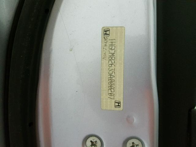 1HGCM82635A000207 - 2005 HONDA ACCORD EX SILVER photo 10