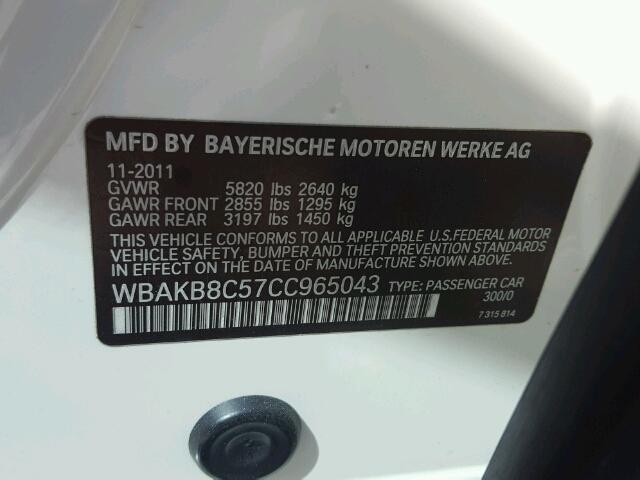 WBAKB8C57CC965043 - 2012 BMW 750LI WHITE photo 10