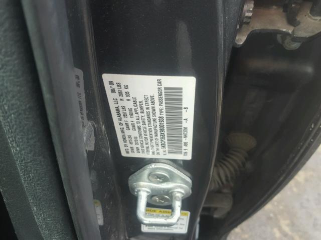 5KBCP368X9B001938 - 2009 HONDA ACCORD EXL GRAY photo 10