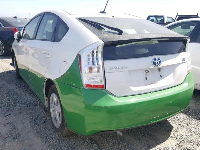 JTDKN3DU6A0166212 - 2010 TOYOTA PRIUS WHITE photo 3