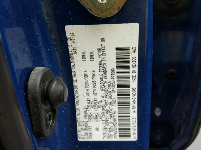 3TMAZ5CN5GM017186 - 2016 TOYOTA TACOMA DOU BLUE photo 10