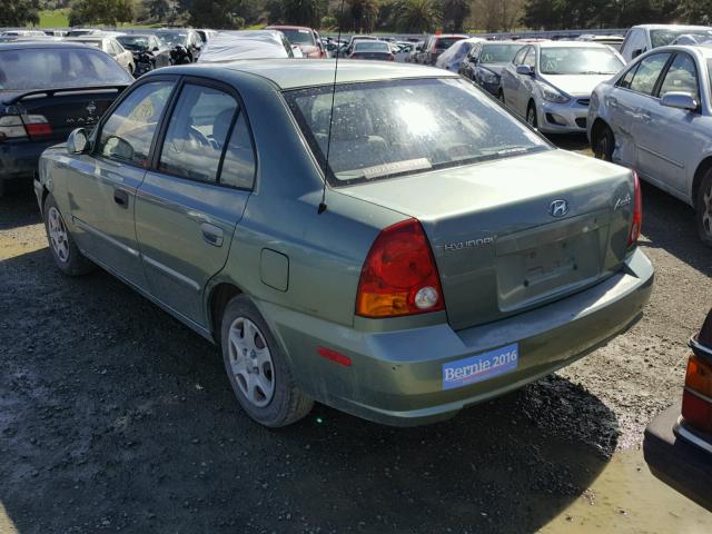 KMHCG45C63U492514 - 2003 HYUNDAI ACCENT GL GREEN photo 3