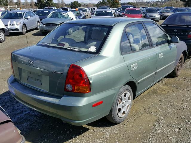 KMHCG45C63U492514 - 2003 HYUNDAI ACCENT GL GREEN photo 4