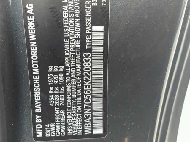 WBA3N7C56EK220833 - 2014 BMW 428 I GRAY photo 10