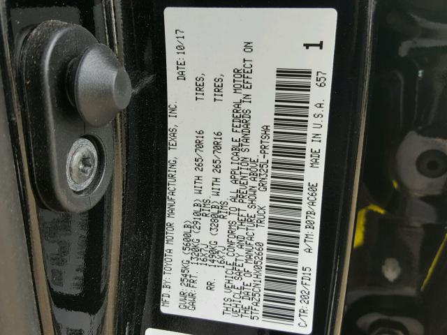 5TFAZ5CN1HX052660 - 2017 TOYOTA TACOMA DOU BLACK photo 10