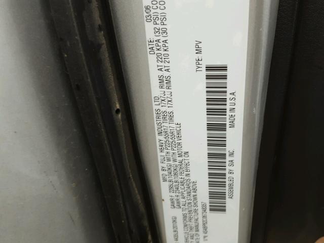 4S4BP62C067348357 - 2006 SUBARU LEGACY OUT SILVER photo 10