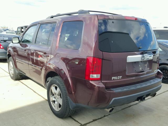 5FNYF4H65BB033582 - 2011 HONDA PILOT EXL BURGUNDY photo 3