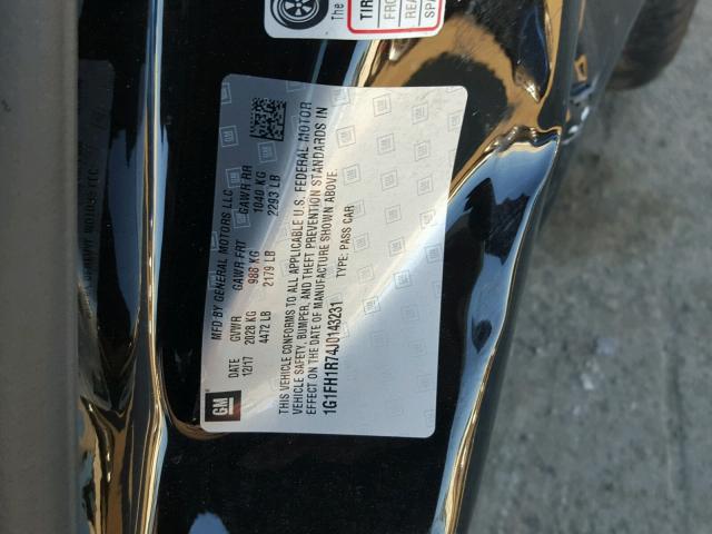 1G1FH1R74J0143231 - 2018 CHEVROLET CAMARO SS Negro foto 10