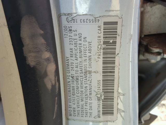 WVWTH63B51E124355 - 2001 VOLKSWAGEN PASSAT GLX 蓝色 照片 10