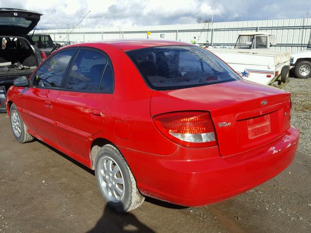 KNADC125146306566 - 2004 KIA RIO RED photo 3