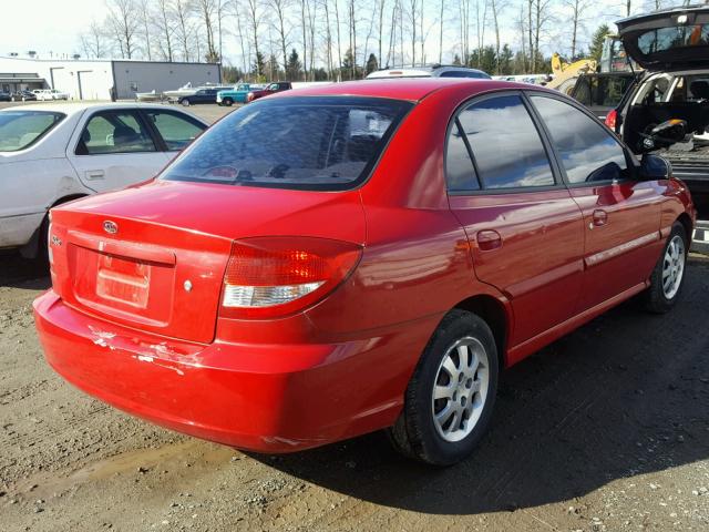 KNADC125146306566 - 2004 KIA RIO RED photo 4