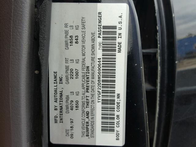 1YVGF22D8W5690644 - 1998 MAZDA 626 ES BLACK photo 10