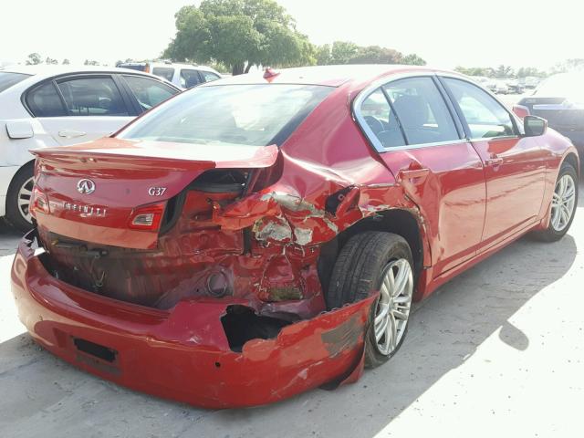 JN1CV6AP2AM406954 - 2010 INFINITI G37 BASE RED photo 4