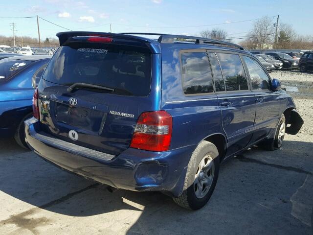 JTEGD21A370157985 - 2007 TOYOTA HIGHLANDER BLUE photo 4