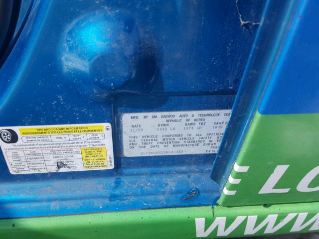 KL1TD66EX9B630480 - 2009 CHEVROLET AVEO LS TWO TONE photo 10