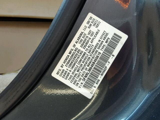 5FNRL38646B460619 - 2006 HONDA ODYSSEY EX BLUE photo 10