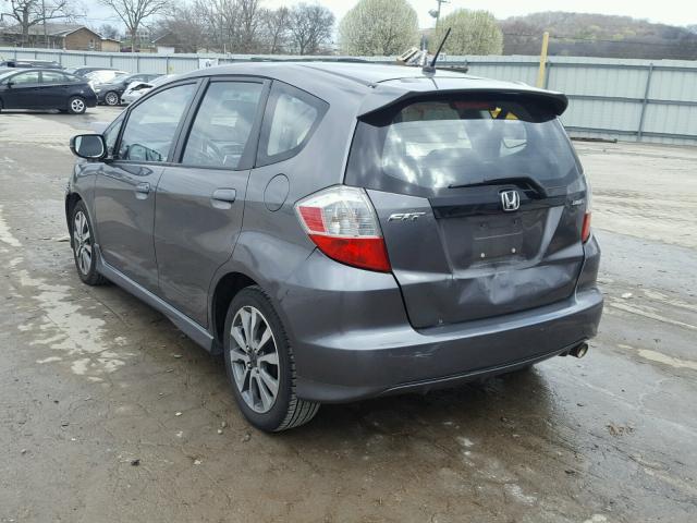 JHMGE8H52CC013641 - 2012 HONDA FIT SPORT GRAY photo 3