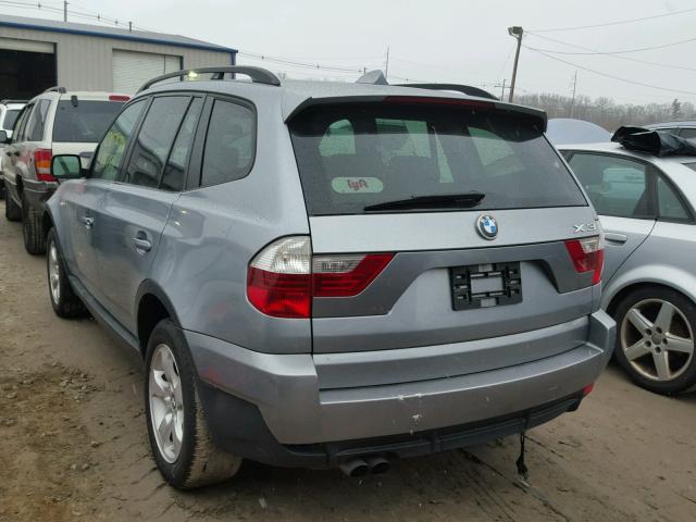 WBXPC93427WF16480 - 2007 BMW X3 3.0SI SILVER photo 3