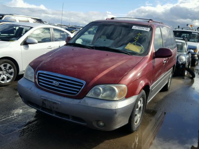 KNDUP131336350361 - 2003 KIA SEDONA EX RED photo 2