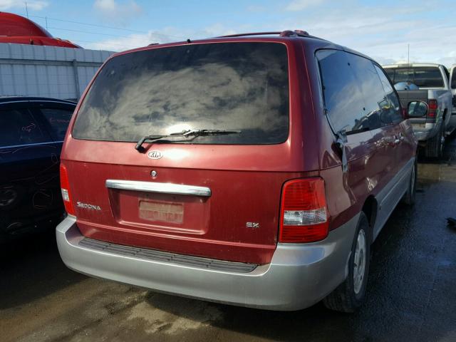 KNDUP131336350361 - 2003 KIA SEDONA EX RED photo 4