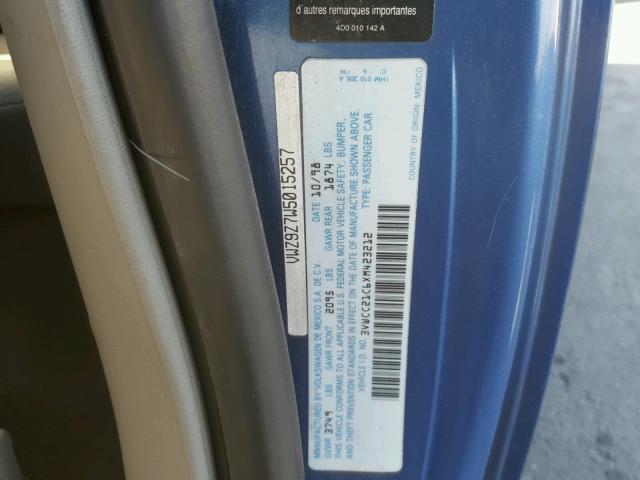 3VWCC21C6XM423212 - 1999 VOLKSWAGEN NEW BEETLE 蓝色 照片 10