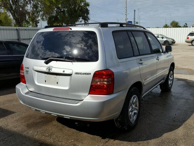 JTEGD21A720024798 - 2002 TOYOTA HIGHLANDER SILVER photo 4