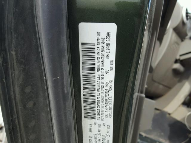 1J4FA54199L733919 - 2009 JEEP WRANGLER S GREEN photo 10