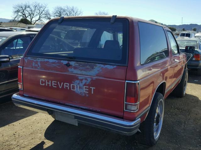 1GNCT18R3J8172546 - 1988 CHEVROLET BLAZER S10 RED photo 4