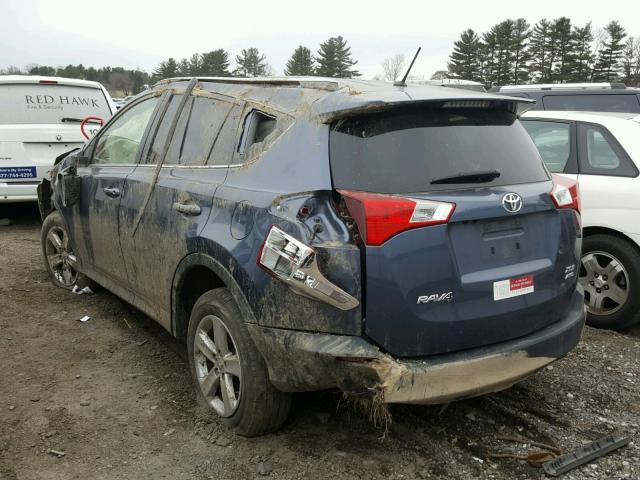 JTMRFREV1DD027835 - 2013 TOYOTA RAV4 XLE BLUE photo 3