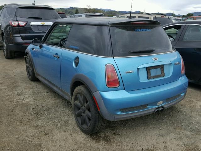 WMWRE33472TD55659 - 2002 MINI COOPER S BLUE photo 3