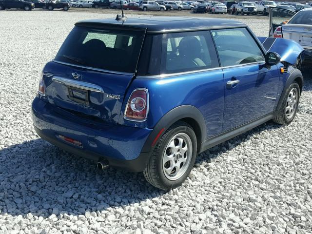 WMWSU3C55DT680209 - 2013 MINI COOPER BLUE photo 4