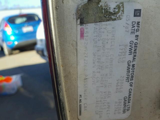 2G2AF51R2H9272262 - 1987 PONTIAC 6000 WHITE photo 10