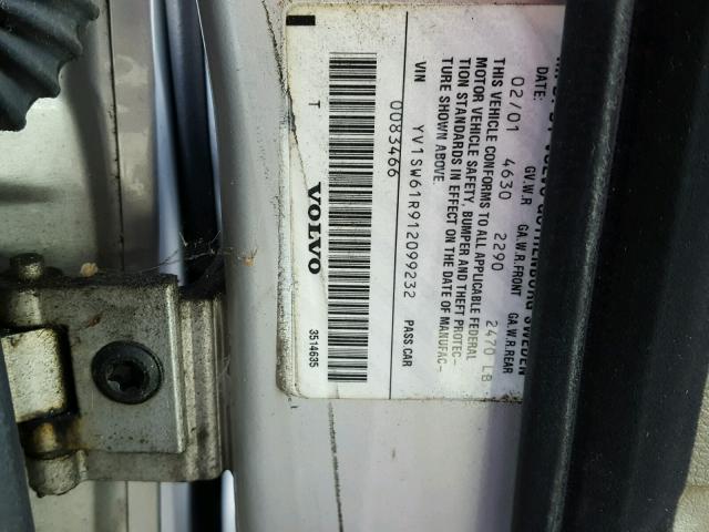 YV1SW61R912099232 - 2001 VOLVO V70 SILVER photo 10