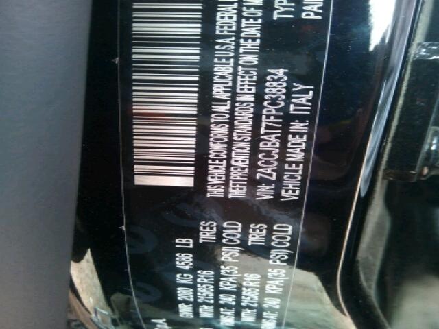 ZACCJBAT7FPC38834 - 2015 JEEP RENEGADE S შავი ფოტო 10