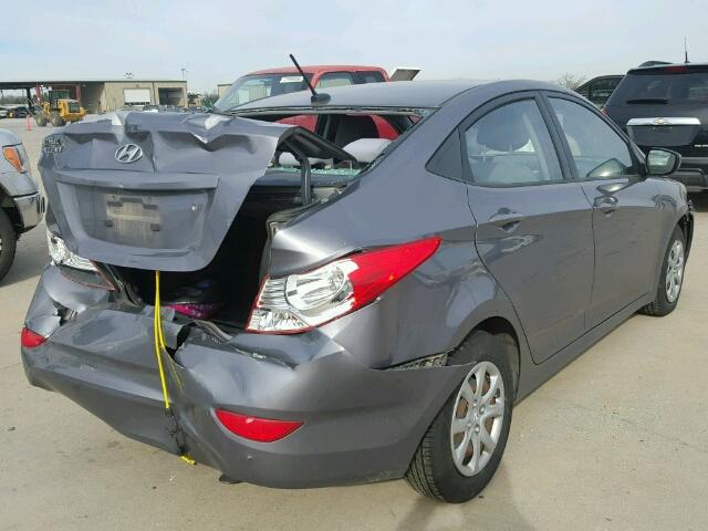 KMHCT4AE6EU621700 - 2014 HYUNDAI ACCENT GLS GRAY photo 4