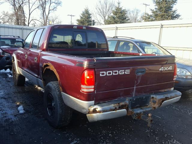 1B7HG48N52S562392 - 2002 DODGE DAKOTA QUA BURGUNDY photo 3